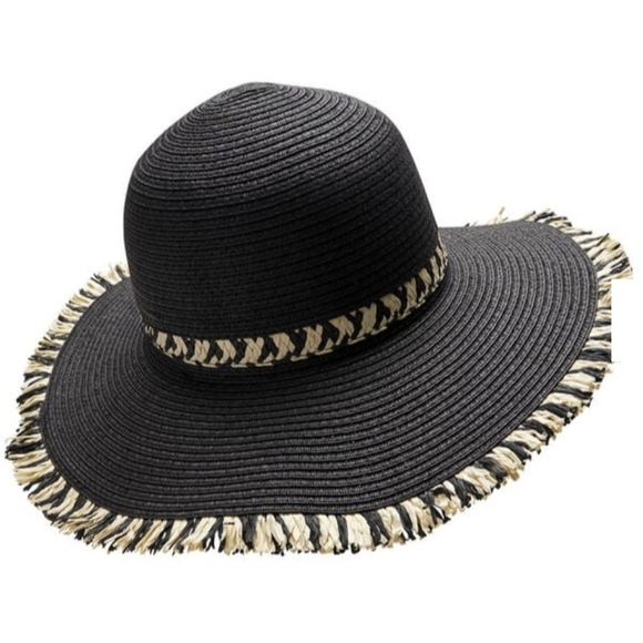 NWT Stylish Black and Tan Floppy Hat  Beautiful 💖 - Picture 1 of 5